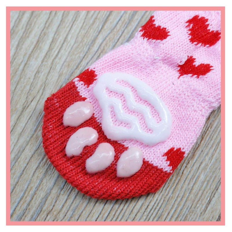 Comidox 2Sets Lovely Paw Socks for Dog Cat Non-Slip Knitted Pet Socks Feet Socks Size S-L - Image 5